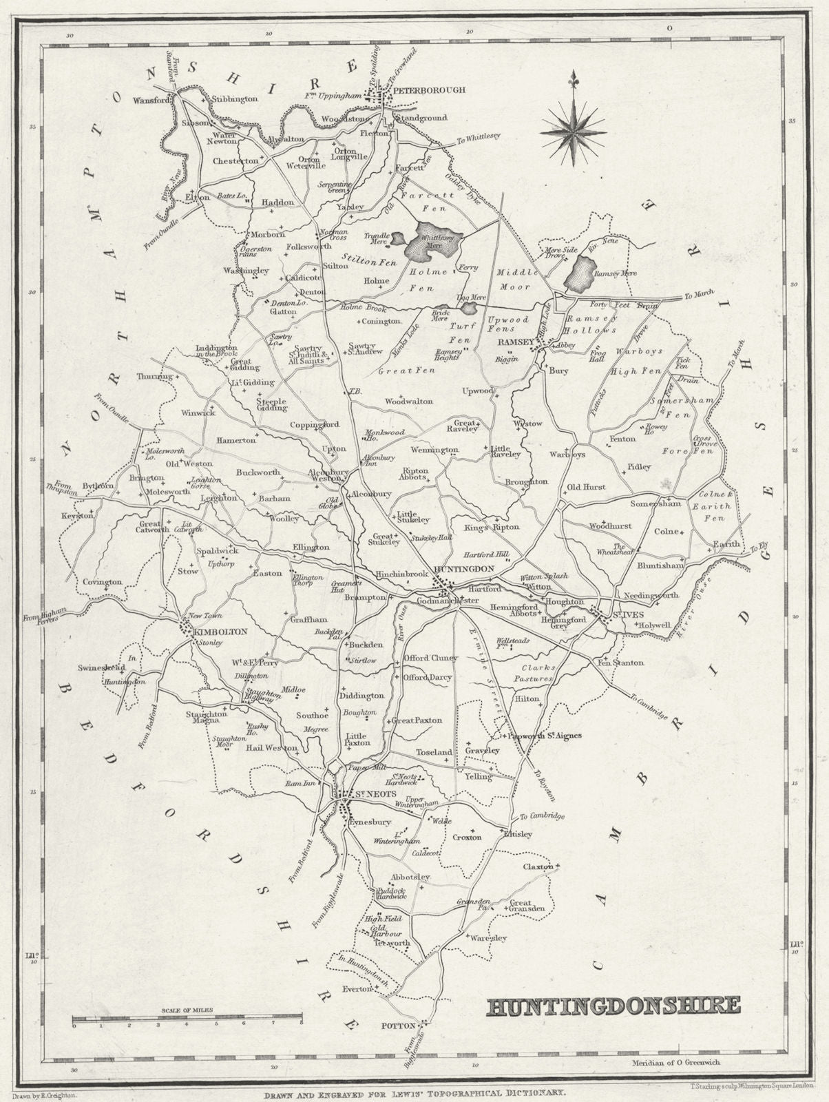 HUNTS. Huntingdonshire. Lewis 1831 old antique vintage map plan chart
